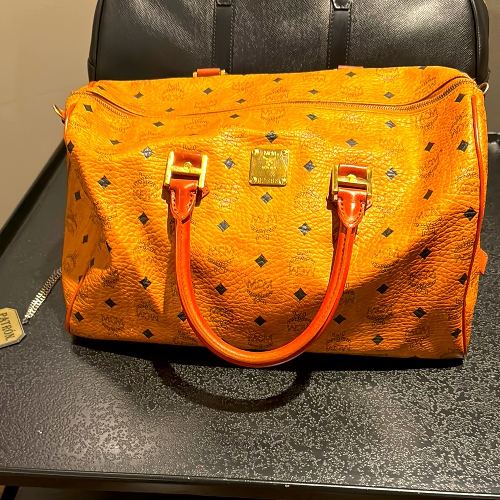 MCM Medium Ella Visetos Zipped Boston Bag